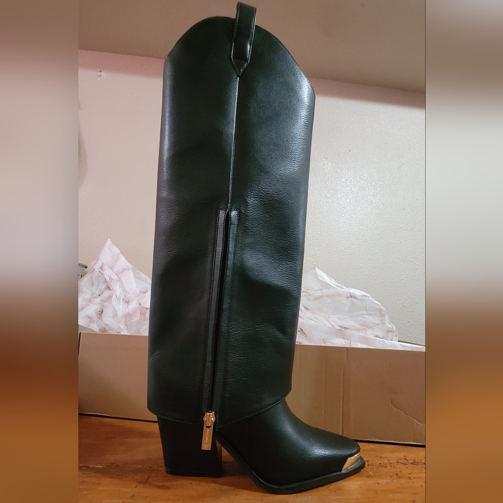 Elegant Black Leather Knee-High Boots